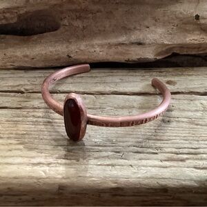 Artisan Copper Cuff Bracelet with Carnelian